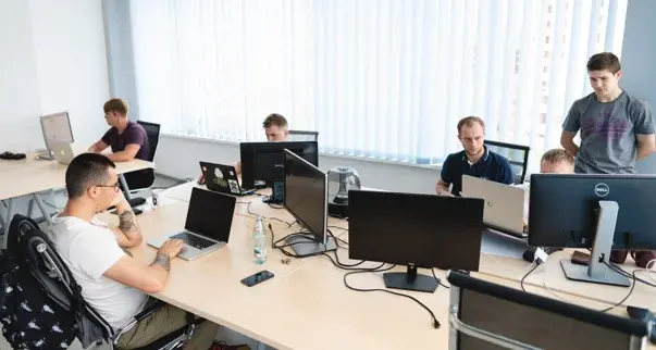 dedicated development team working on the project at HebronSoft’s office